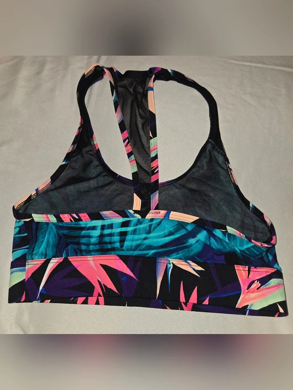 PINK Victoria's Secret Black Tee with Tropical Floral Bralettes Sz XS & M